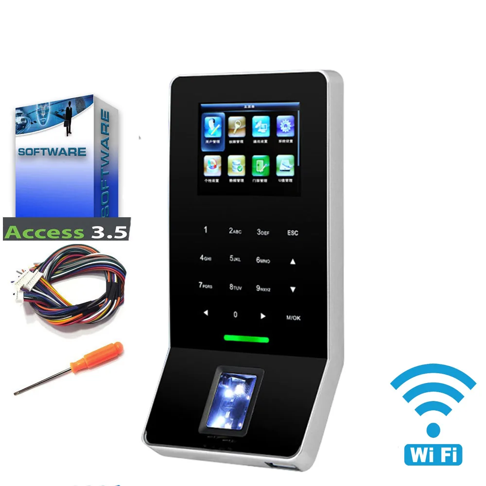 

F22 F28 WIFI TCP/IP USB Biometric Fingerprint Door Access Control System Color Screen Time Attendance Optional RFID Card Reader