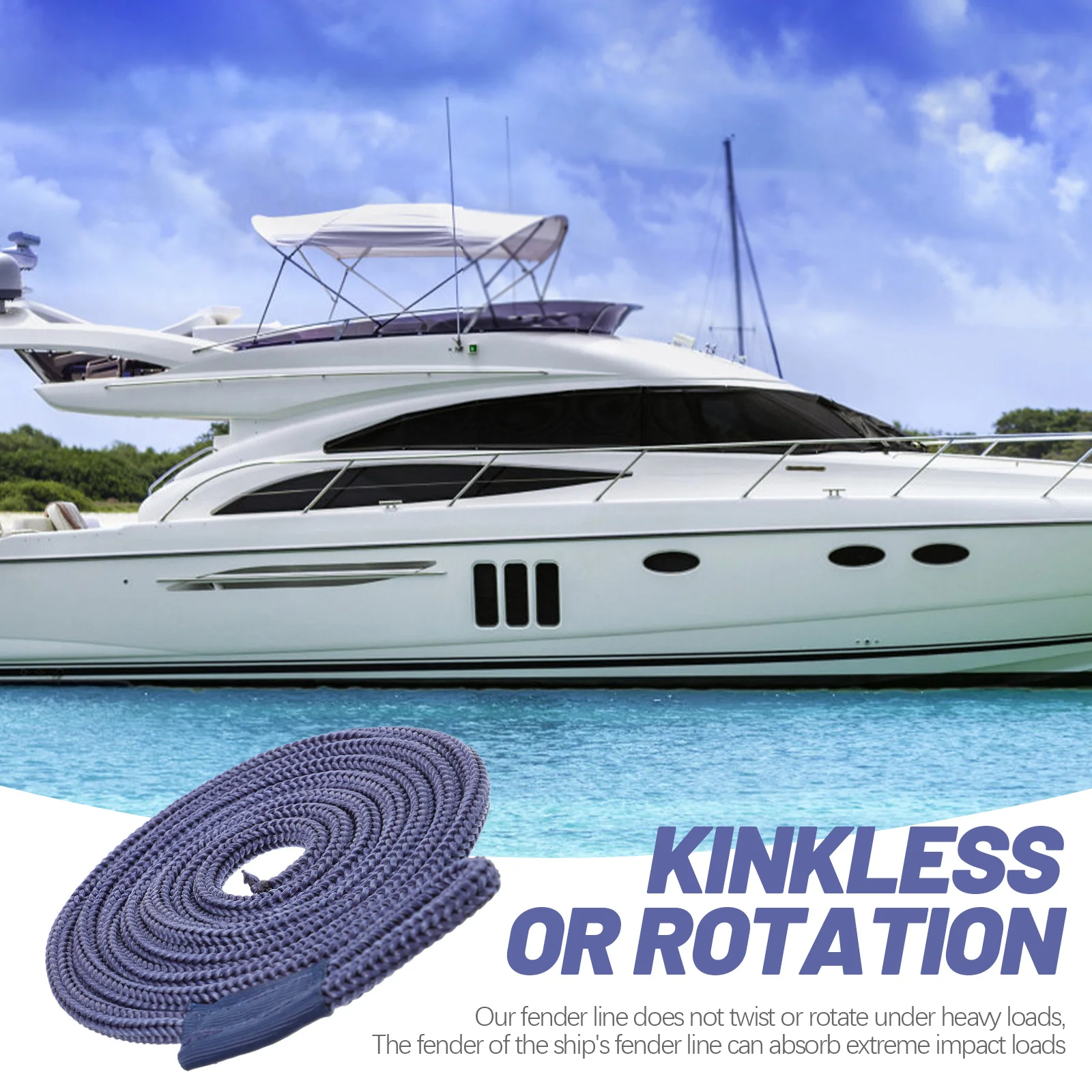 

Marine Fending Line 30Ft Robust PP Rope for Boat Fenders Board Ship Rail Protection Yacht Line Boat Supplies Marine Rope