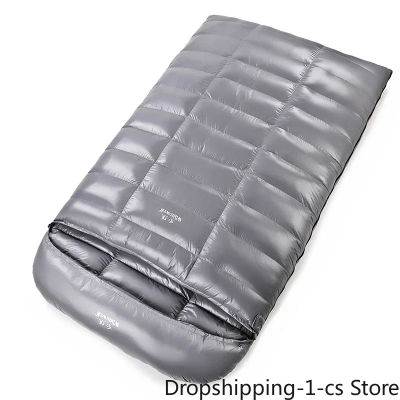 Filling 1000g/1200g/1500g/2000g 220*130CM Ultralarge 2Person White Goose Down Adult Winter Sleeping Bag Outdoor Camping Envelope