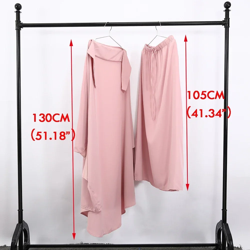 

15 Colors 2 pcs Muslim Hijab Dress Set women Eid Prayer Garment Jilbab Abaya Long Khimar Full Cover Ramadan Gown Abayas Suit