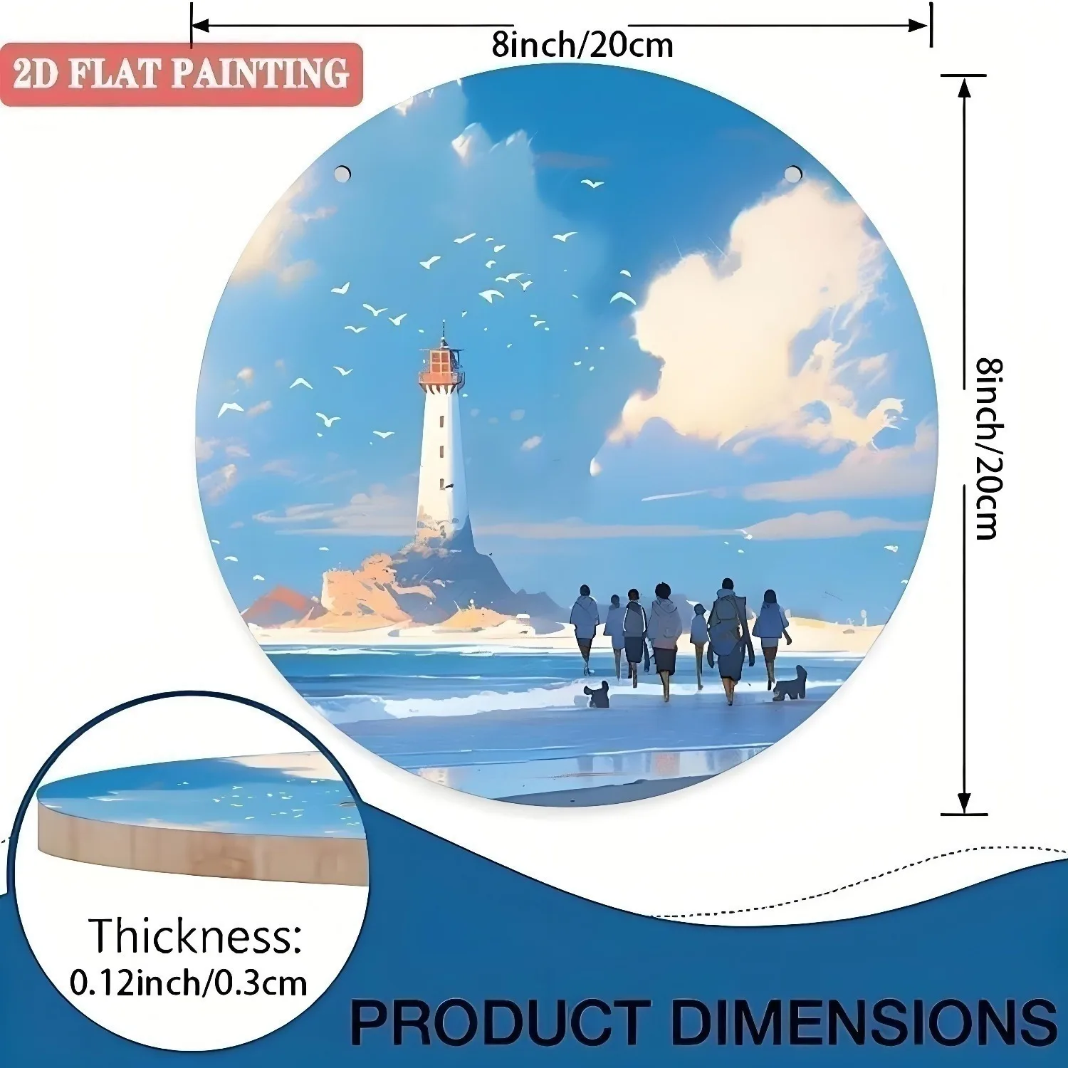 2D Flat - 2D FLAT Round M Wooden 7.87*7.87inch 2D Flat Printing 2D Flat Design 