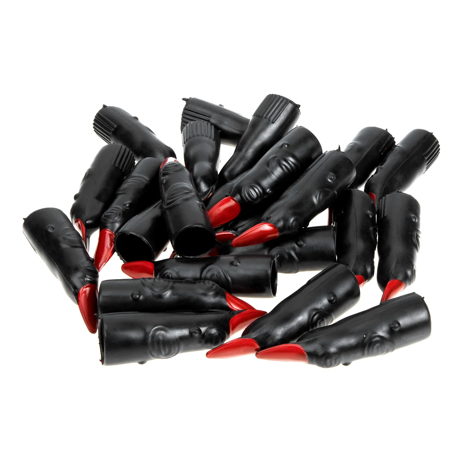 24 Pcs Fake Finger Cot Nails Halloween Witch Fingers Prank Props Trick Plastic Fingernails for Cosplay Party Black