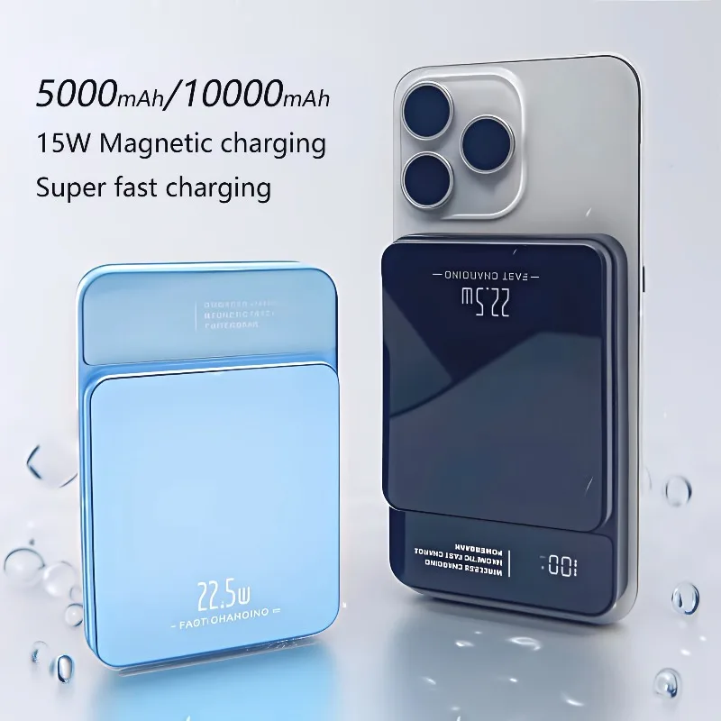 

Аккумулятор Power Bank реальной емкости 5000 мАч/10000 мАч, для смартфонов, портативный внешний аккумулятор, быстрая зарядка, магнитная зарядка