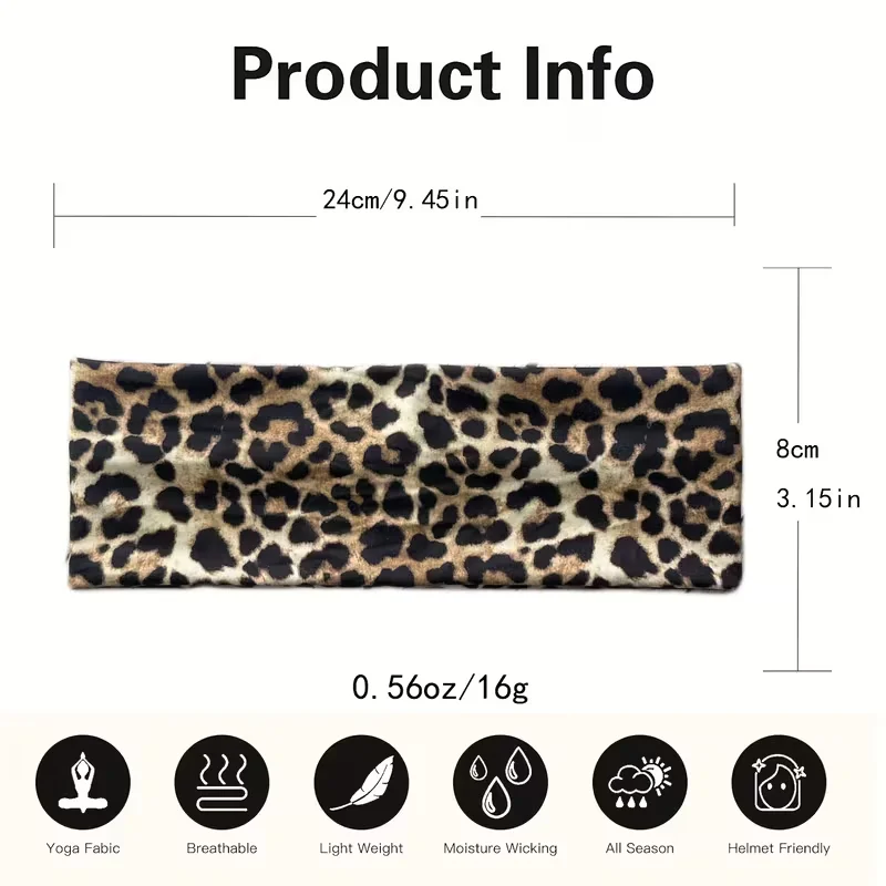 Einfarbiges Sport-Stirnband mit Leopardenmuster, Wasserdicht, Rutschfest und Atmungsaktiv, Elastisches Fitness-Haarband – Detail 8