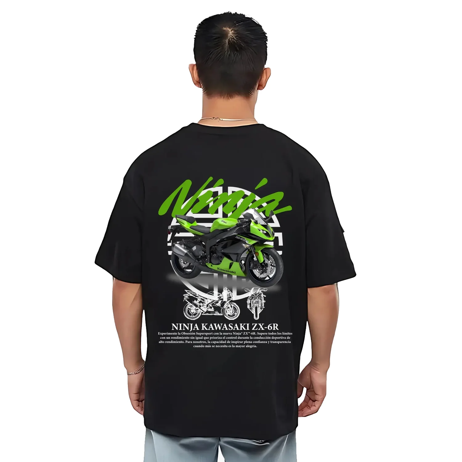

Kawasaki Ninja ZX 6-R Oversized T-shirt New Outdoor Cycling Summer Classic Tee Adults Loose Exercise Off-road Motorcycle Jersey