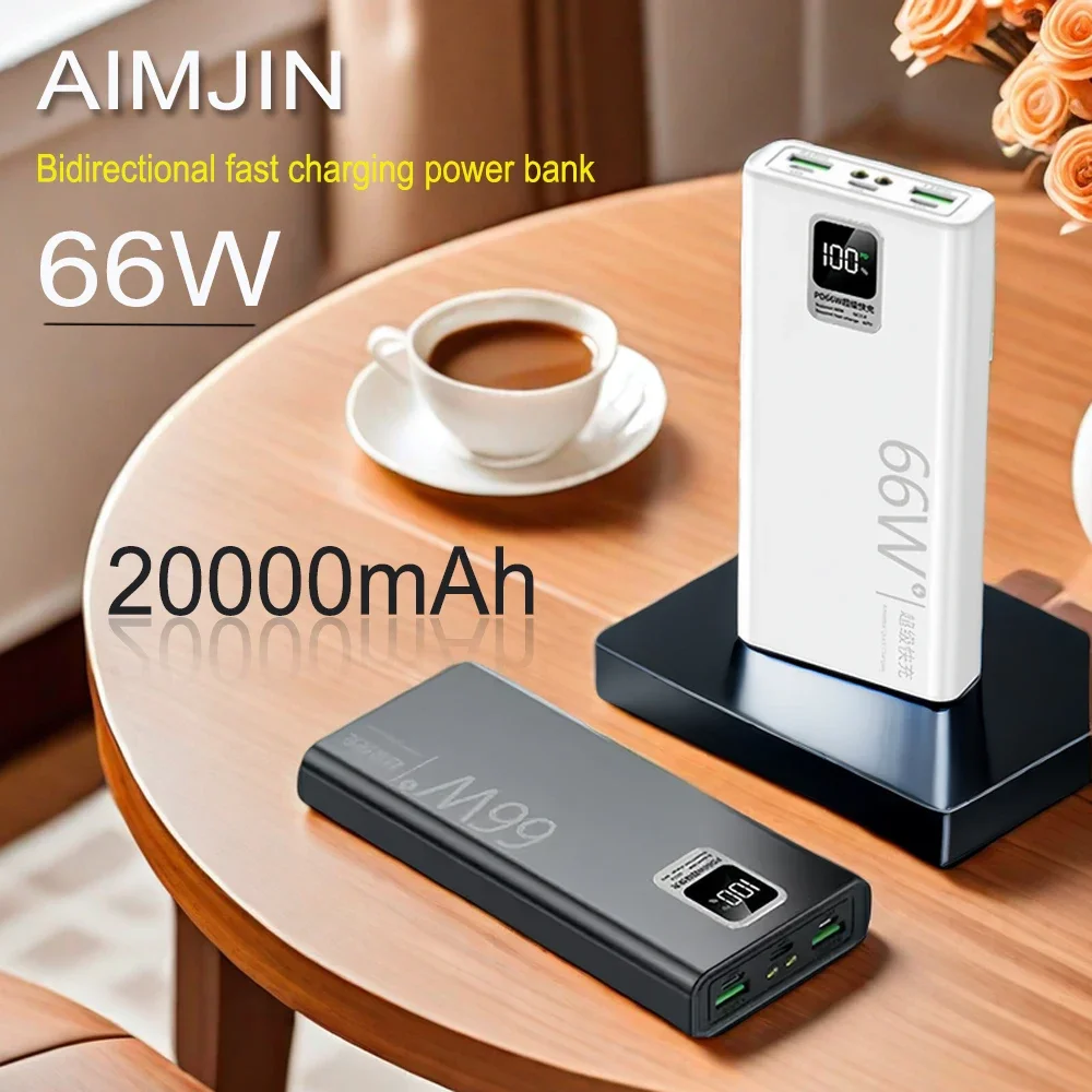 66W Fast Charging Power Bank 20000mAh With USB Output External Battery Pack For iPhone Huawei Xiaomi Samsung Portable Powerbank