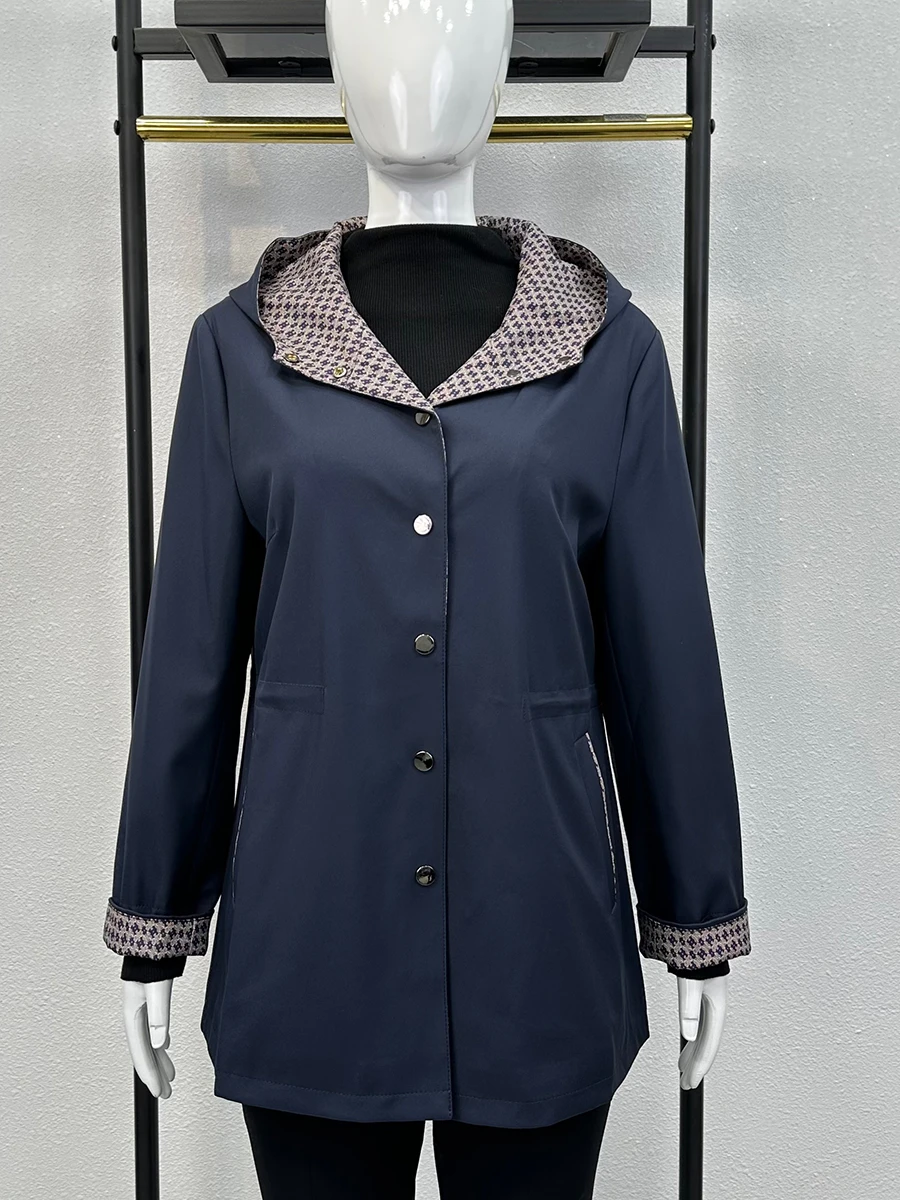 

Faionable Lady's Coat Spring Autumn New Arrival Ele Lady's Outerwear for Middle-Aged Women Polyester Fiber Zipper Closure