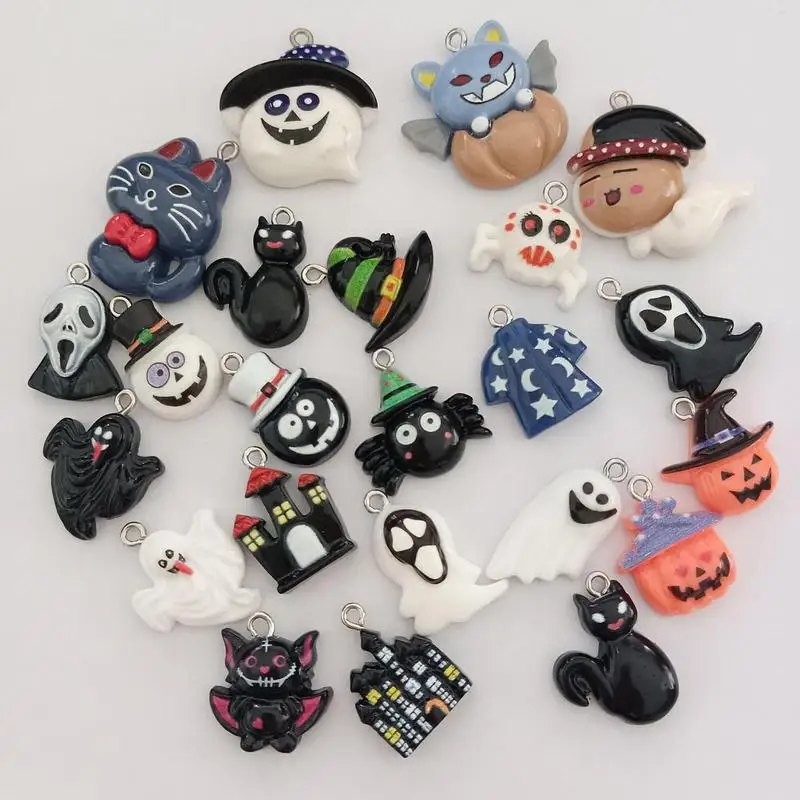 Halloween Resin Charm Set Resin 3D Bracelets Supplies Charm For Jewelry Making Ornaments For Wreath Dress Phone Cases