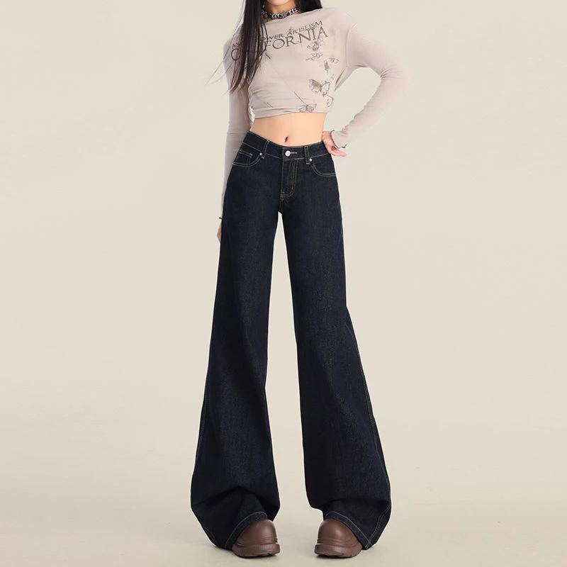 WCFCX STUDIO Women's Micro Flared Jeans Casual Versatile Wide Leg Pants Streetwear Vintage Female Casual Denim Trousers