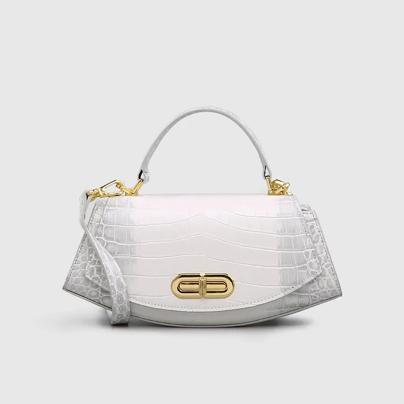 Leather Handbags Crocodile Pattern Small Bag Single Shoulder Saddle Design Mini Personalized Crossbody Handbag