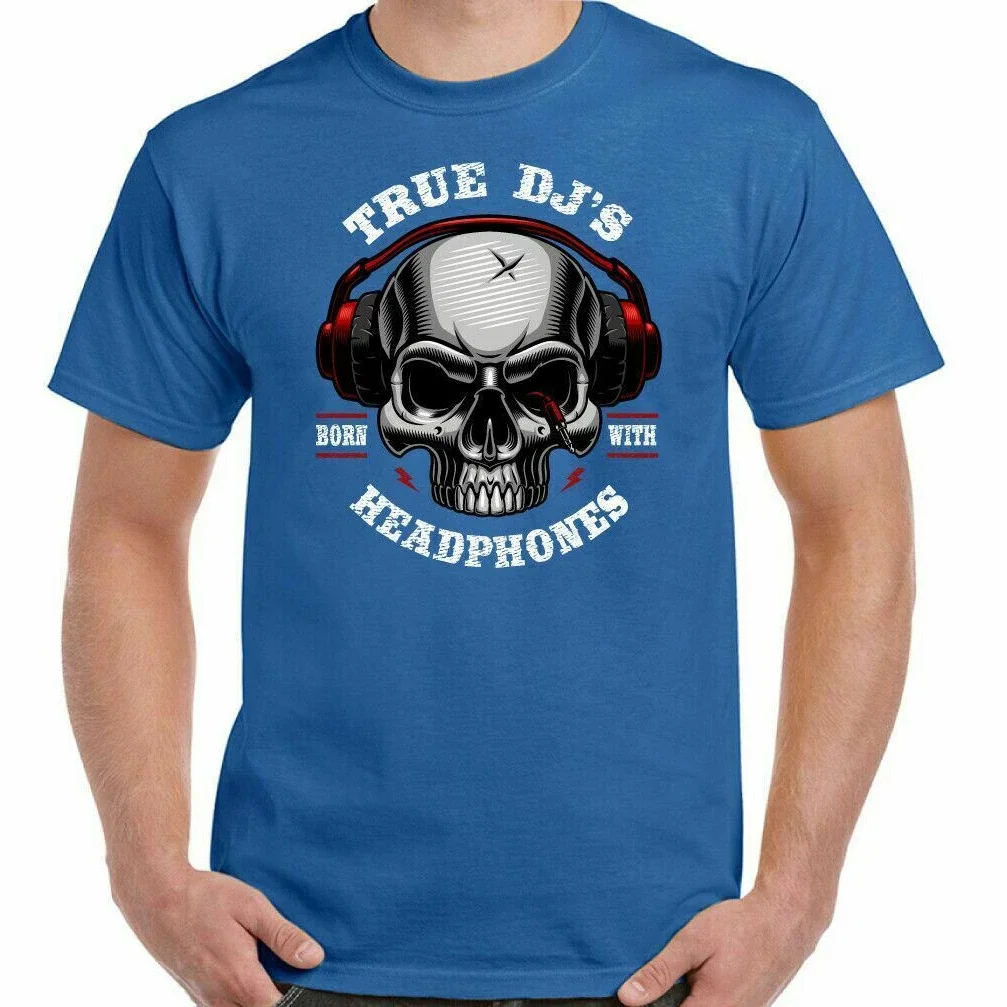 True DJ's Headphones. Funny Music Record Player Technics T Shirt. Short Sleeve 100% Cotton Casual T-shirts Loose Top Size S-3XL
