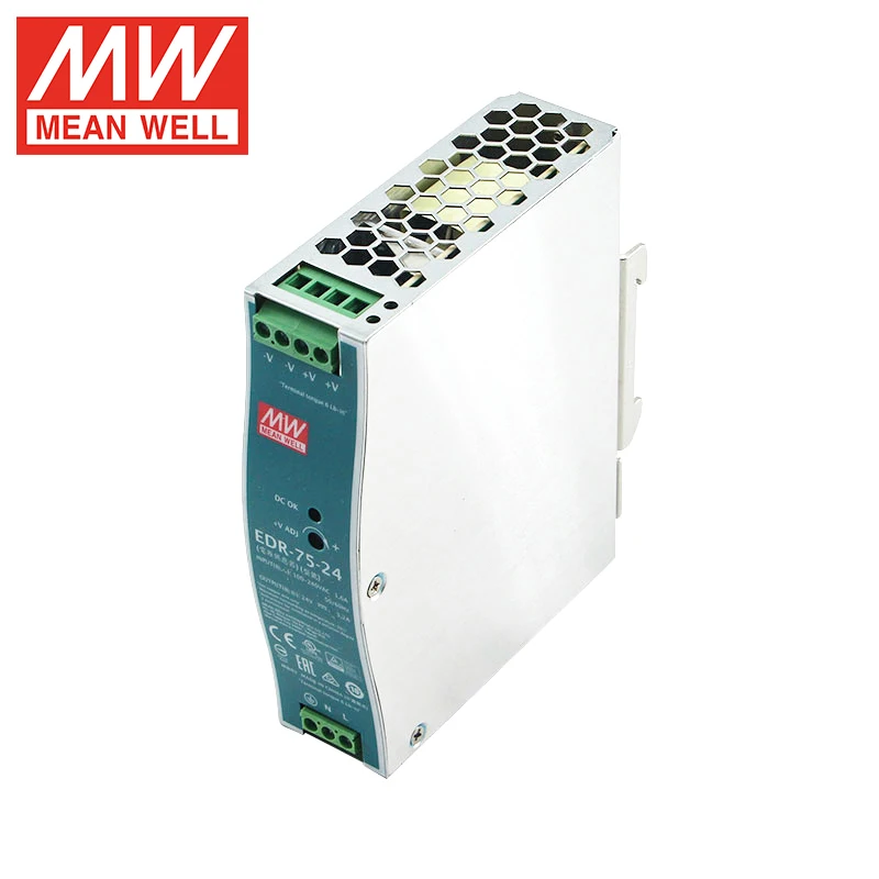 MEAN WELL EDR-75W Series 12V 24V 48VDC DIN RAIL Power Supply Meanwell Industrial Single Output Power Supply EDR-75-48