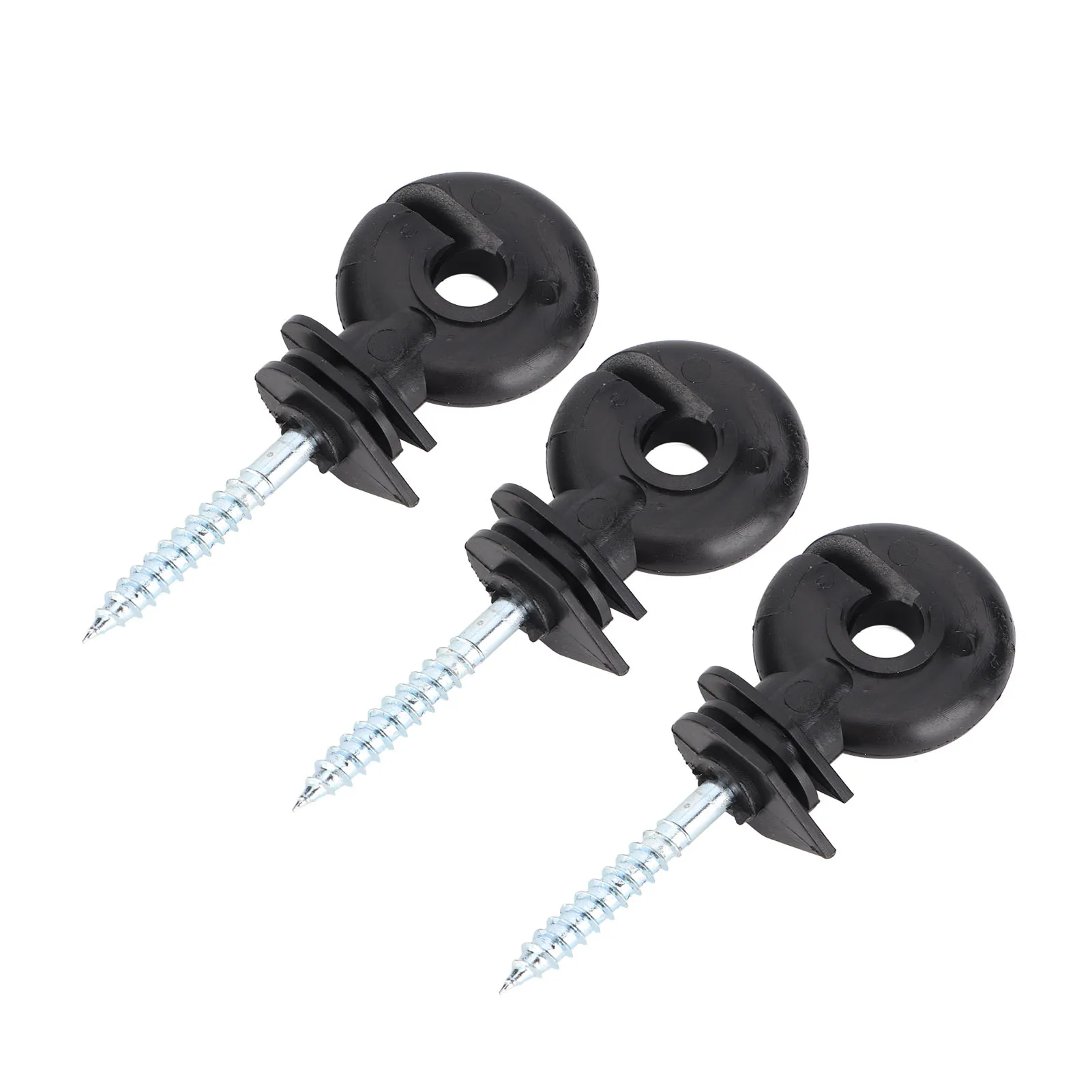 100Pcs Black Screw in Wood Post Ring Insulators for Electric Fencing Poly Wire Or Tape