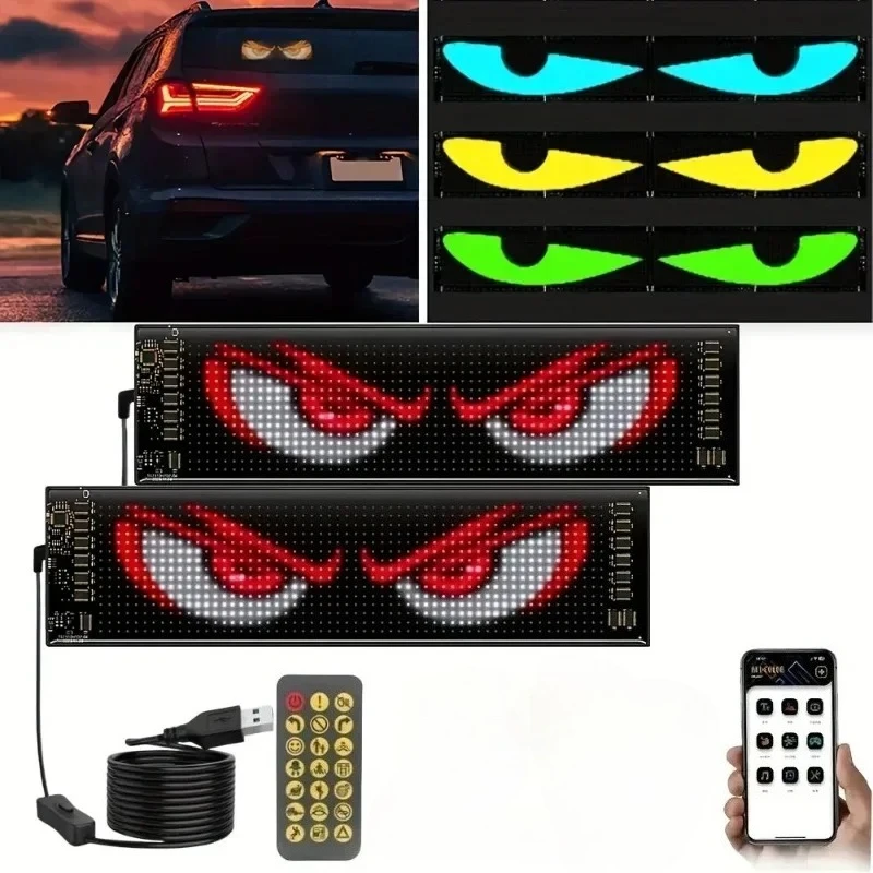 LED Matrix Pixel Panel Display Screen Flexible RGB Car Pattern Graffiti Scrolling Text Animation Shop Reminder Light Bluetooth