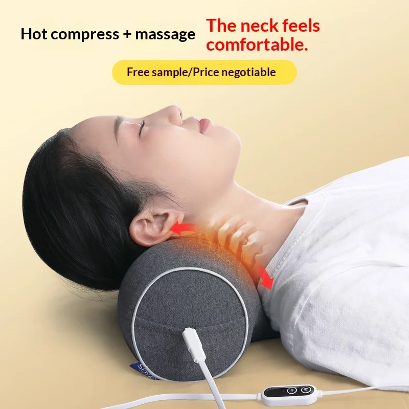 

Подушка для вытяжения шейки матки с подогревом, массажная пена с эффектом памяти, чистый хлопок, выравнивание позвоночника, облегчение боли в шее, подушка для поддержки шеи