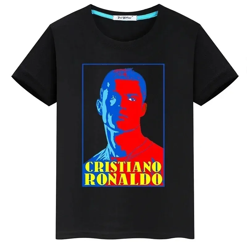 Summer Cristiano Ronaldo Pattern Boys and Girls Printed Cotton T-shirt Casual Short sleeved Fashion Shirt