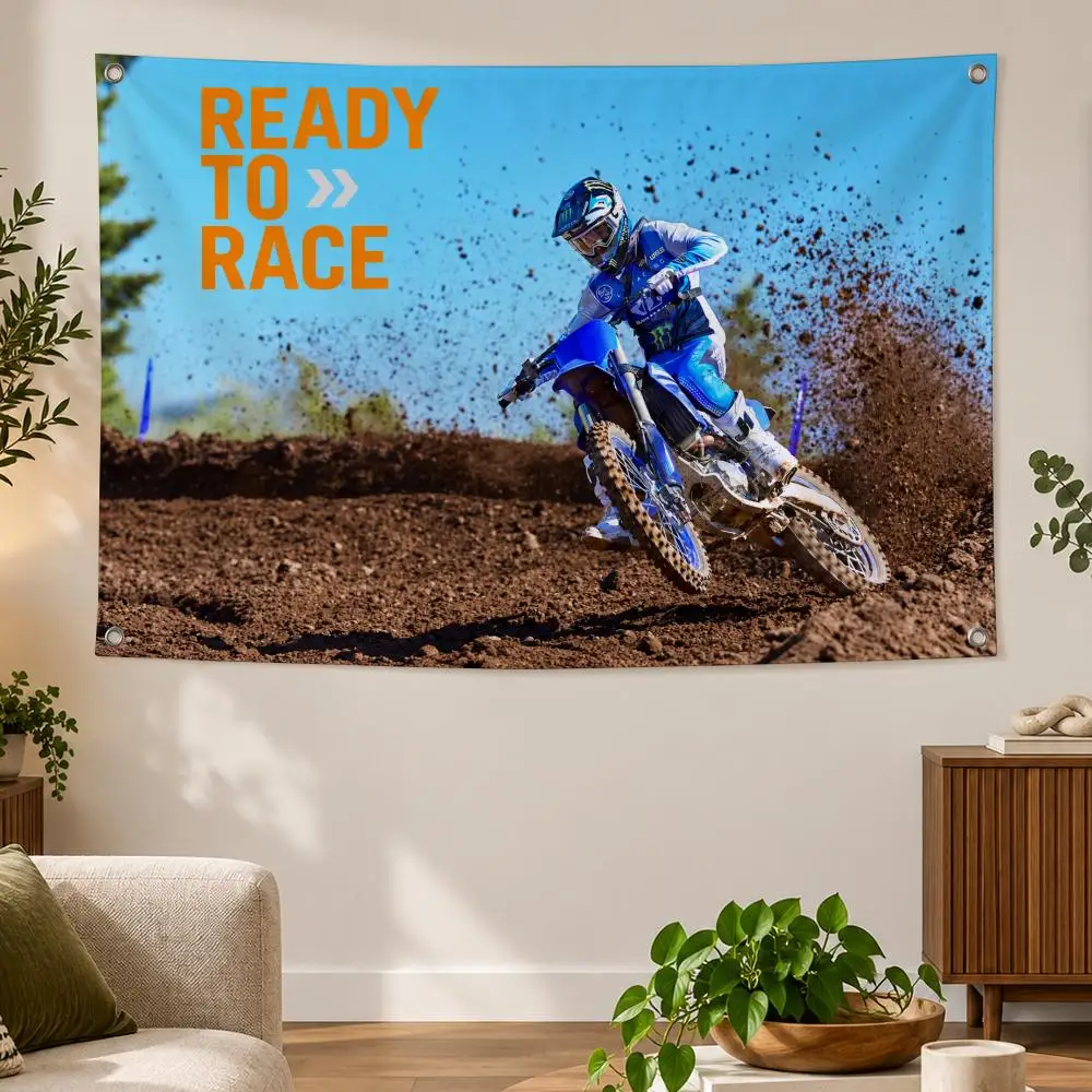 Motocross Racing Sport D-Dirt Bike Ready To Race Flags Banner Decor for Bedroom,Garden,Party,Club,Gaming Room,Indoor Outdoor