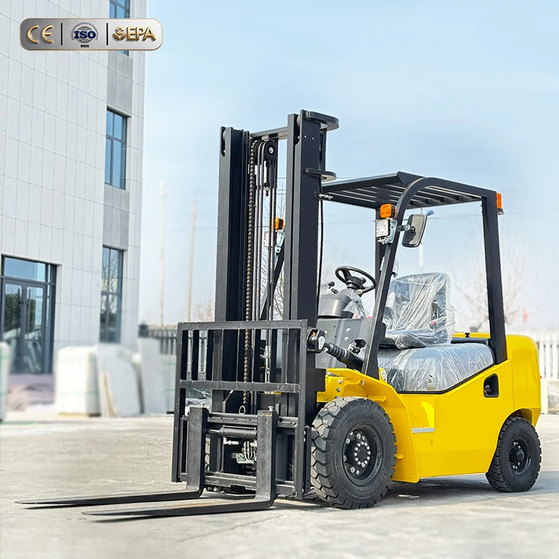 Free Shipping Tortai Diesel 2.5 Ton Forklift with Triplex Mast Side Shifter Powerful EPA Eur5 Four Wheel Pneumatic/Solid Tire