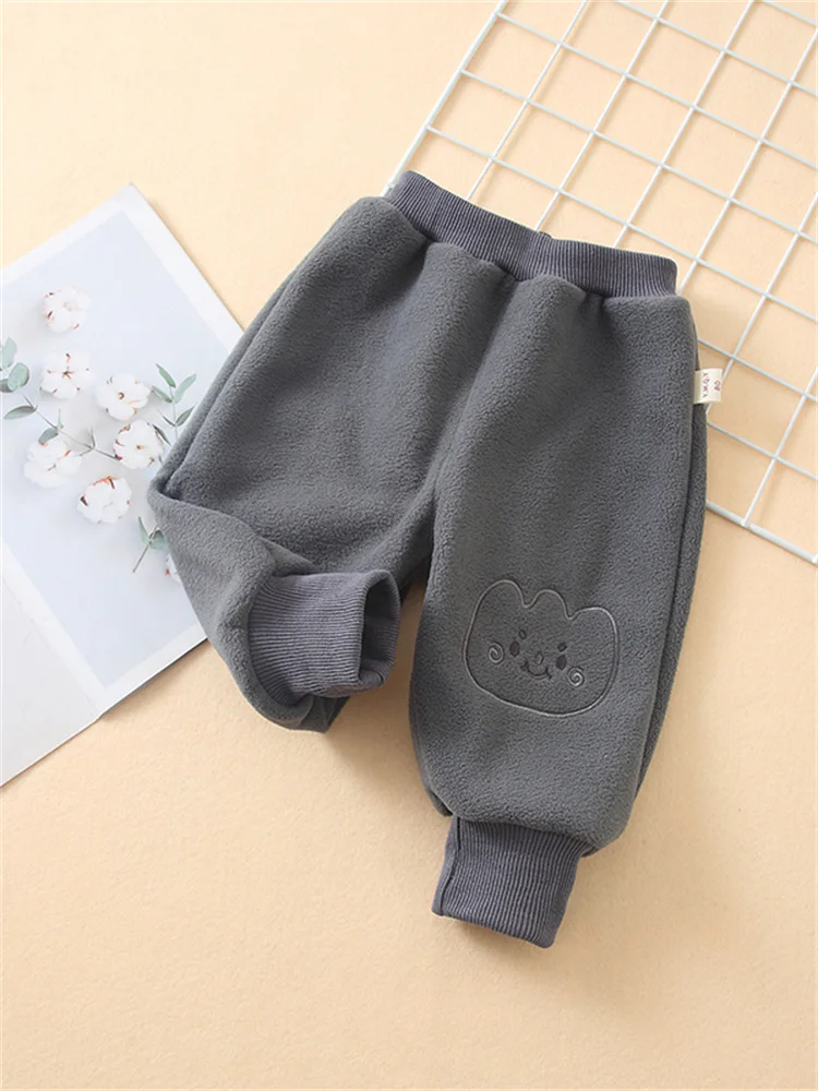 Thiened Fce Baby Pants Autumn Winter Sle Children Casual Trousers Trendy Big PP Pants Warm Cozy Kids Long Pants
