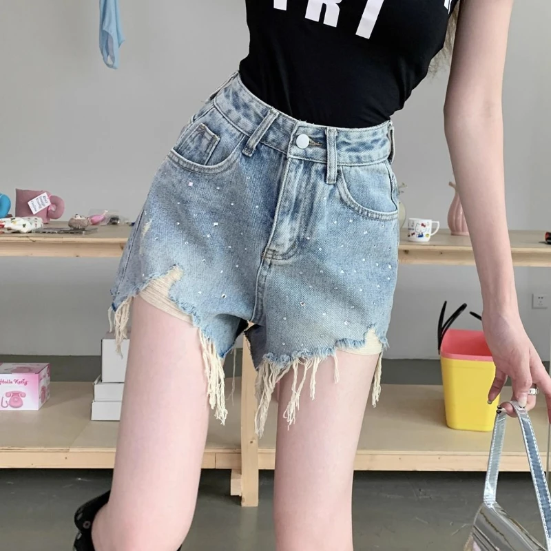 

Denim Shorts for Women with High Waist Slimming Loose Wide-leg Hot Pants