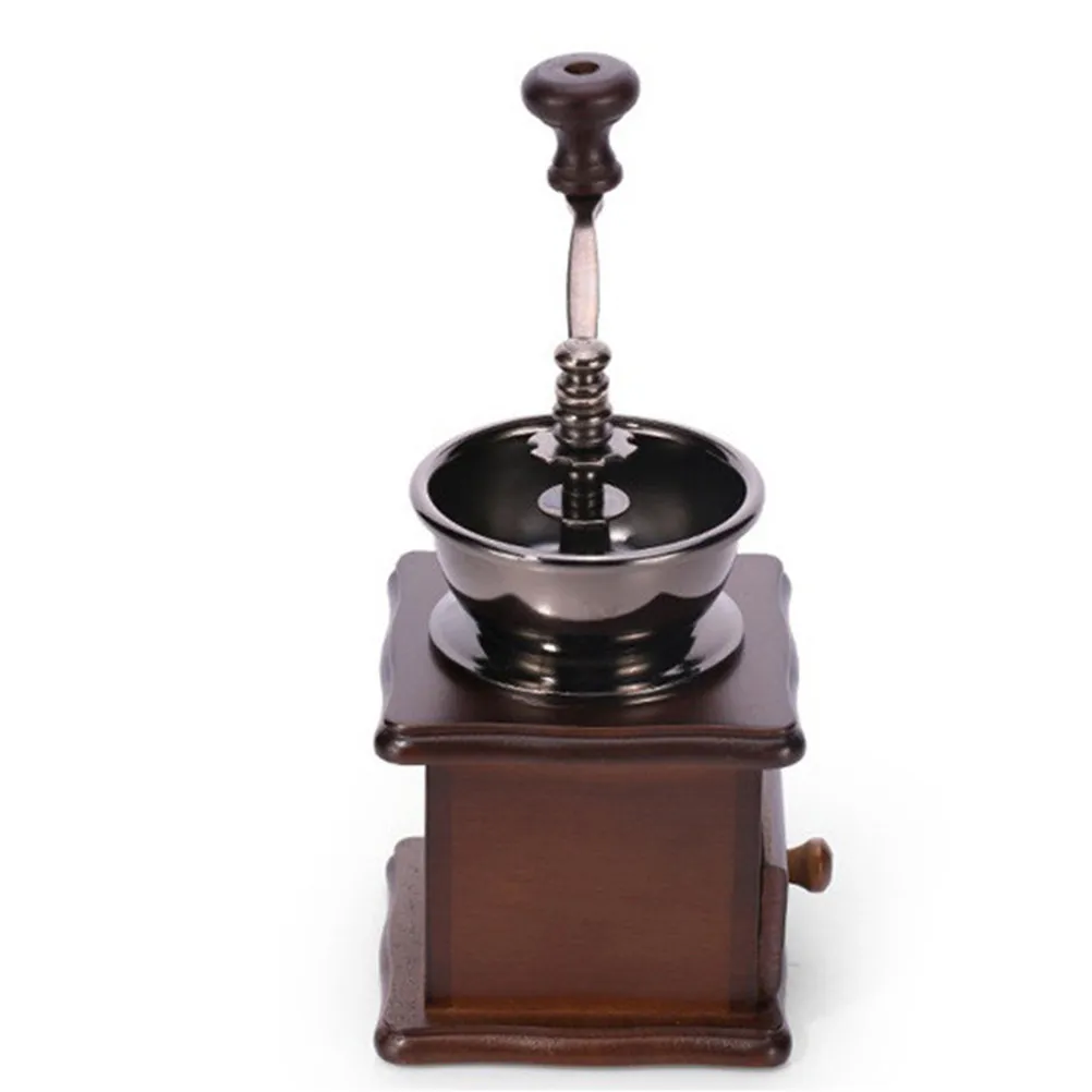 Manual Coffee Grinder Vintage Pine Wood Build Ceramic Burr Core Fast Grinding Adjustable Coarseness for Home Use 1-4 Person