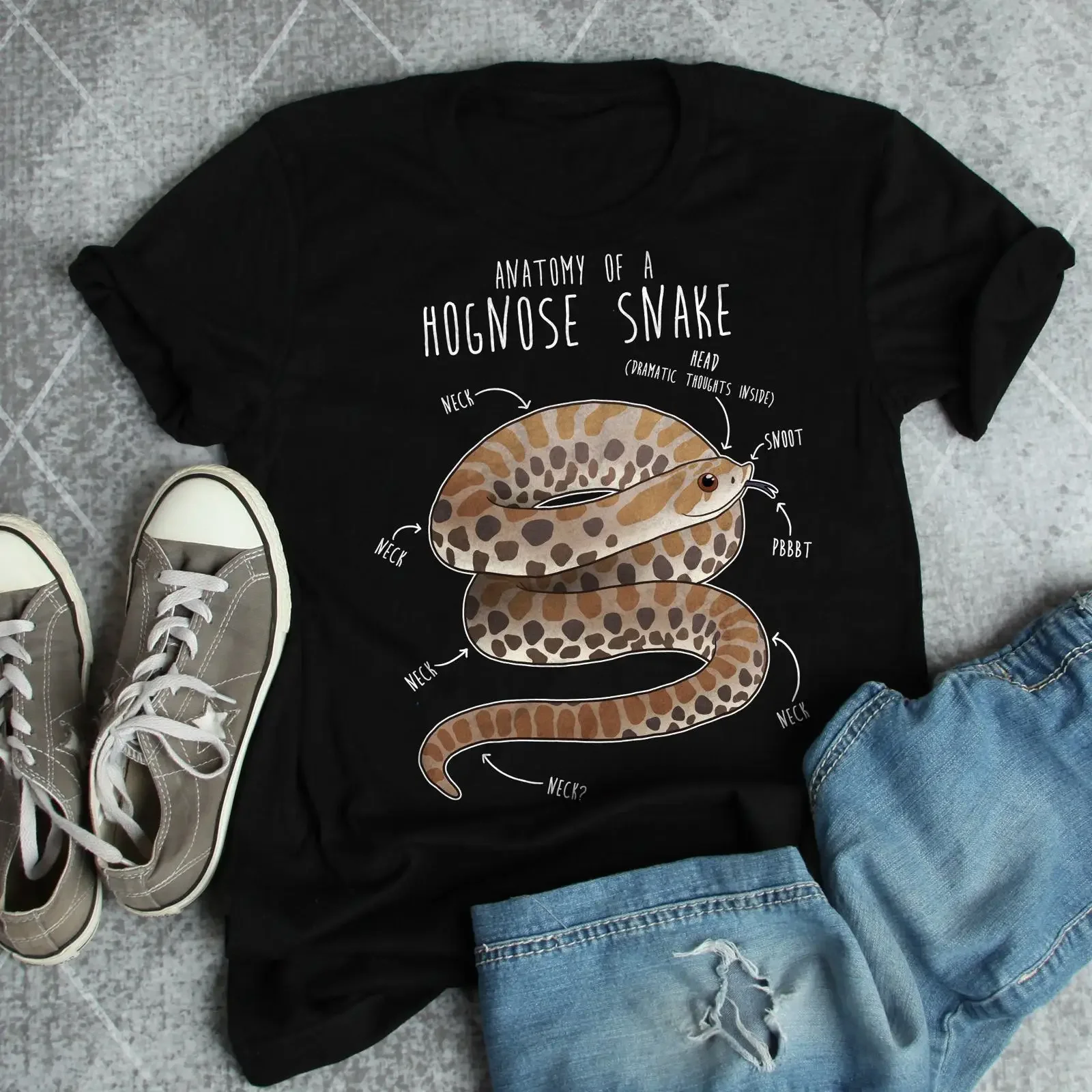 Funny Anatomy of Hognose Snake T Shirt Reptile Lover Cute for Mom Dad vintage Washed fashion Slightly Comfortable Stretched