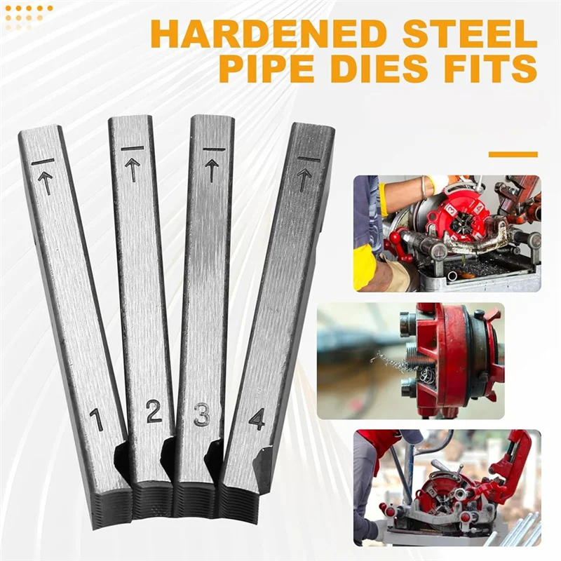 

TKOH-4-Pack 47770 Pipe Threader Set For RIDGID,High-Speed Threading Dies For 1-2 Inch Pipes,Universal Die Heads Threader Tool