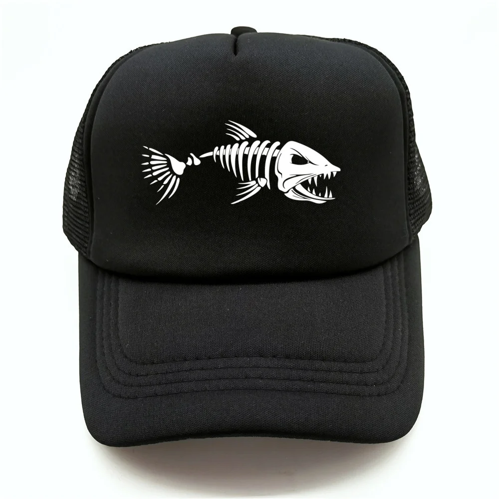 Fish Bone Trucker Cap Fisher Breathable Adjustable Mesh Fishing Fishman Baseball Cap Fisher Hats