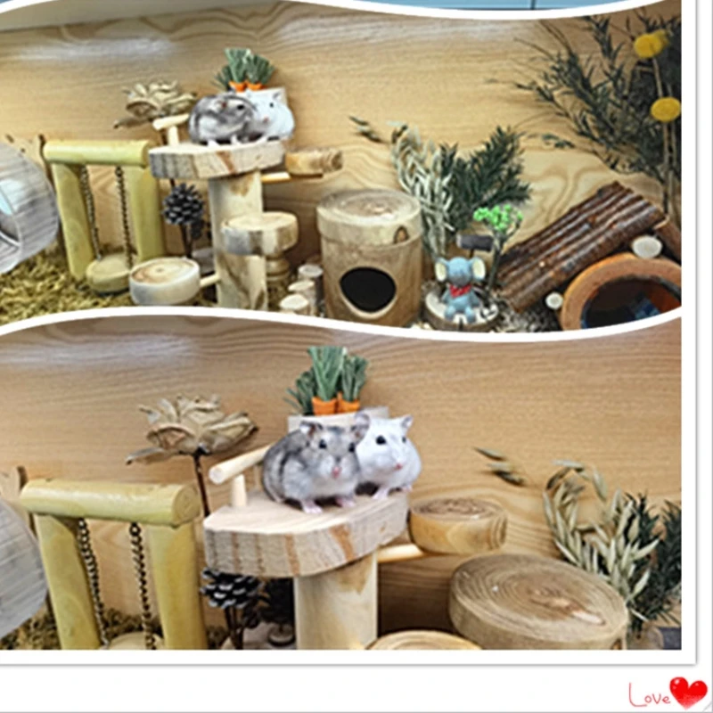 

Squirrel Castle Climbing Amusement Park Rotating Solid Wood Home Labyrinth Tunnel Molar Hamster Cage Pet Landscaping