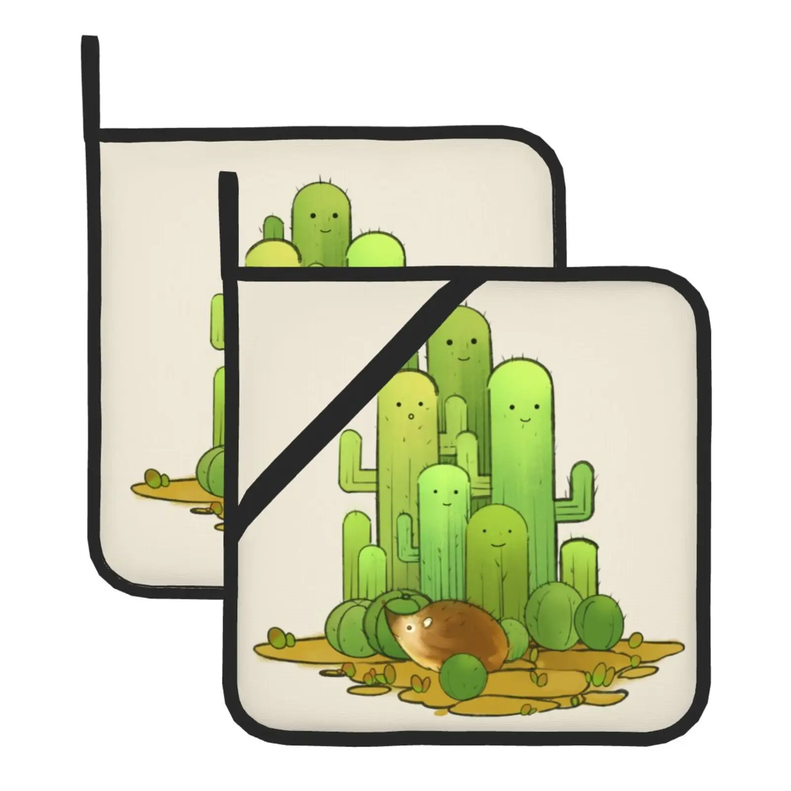 Cactus Pot Holder Set of 2 Kitchen Heat Resistant Potholder for BBQ Cooking Baking Food Hot Pat for Oven End Dishes