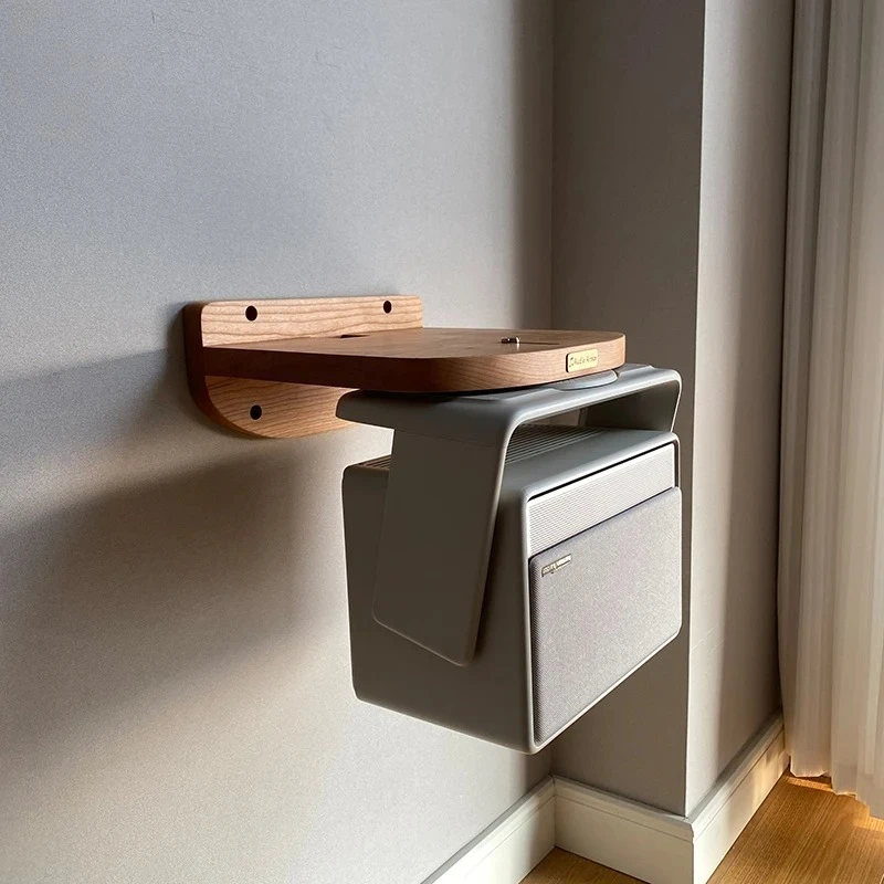 Wooden Projector Ceiling Mount, Inverted Hanging Stand with Wall Shelf, Bedroom Storage Table, Minimalist Solid Wood Holder
