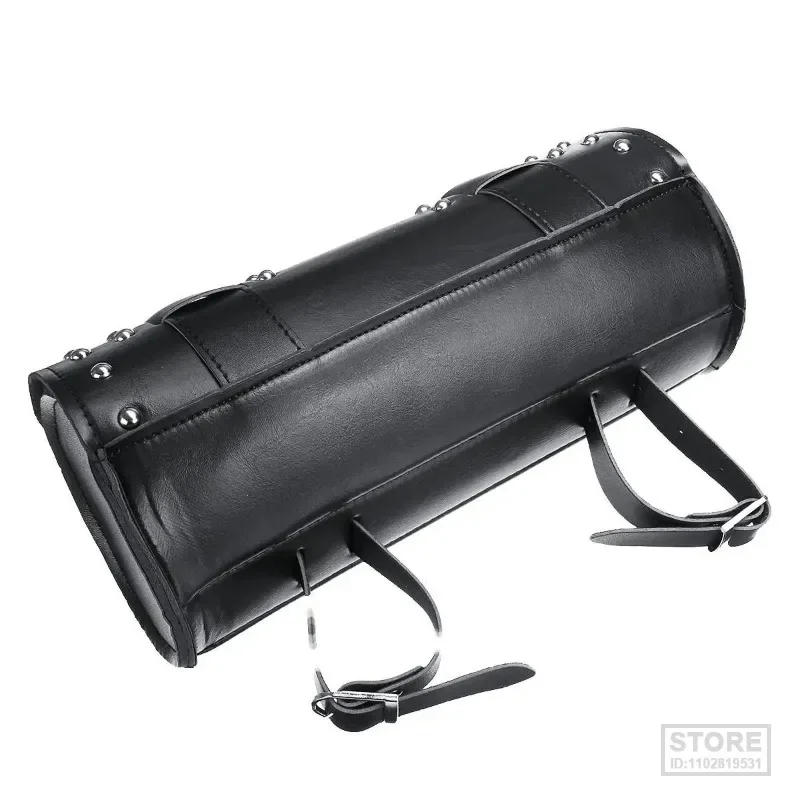 Universal Black Motorcycle Tool Bag Front Fork Handlebar Saddlebag Roll Barrel Racing Tail  Storage