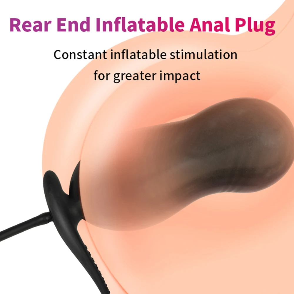 Inflatable Anal Plug With Penis Ring Stimulate Sex Toys For Men Women Anus Ass Butt Dilator Prostate Massager G Spot Stimulator