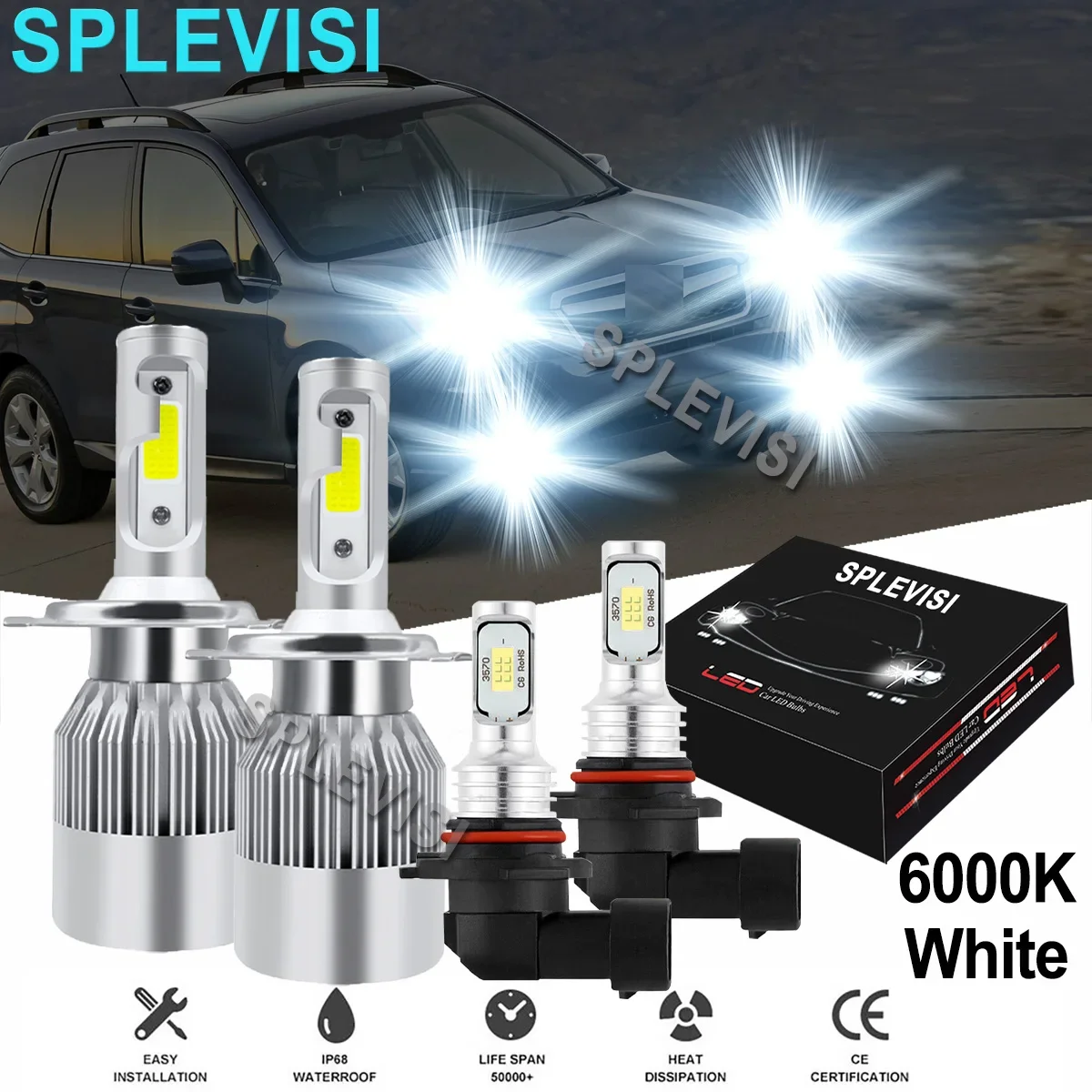 

12v LED Headlight/Fog Light Bulbs 6000K White For Hyundai Accent 2018-2020 Kia Rio 2012 2013 2014 2015 2016 2017 2018 2019 2020