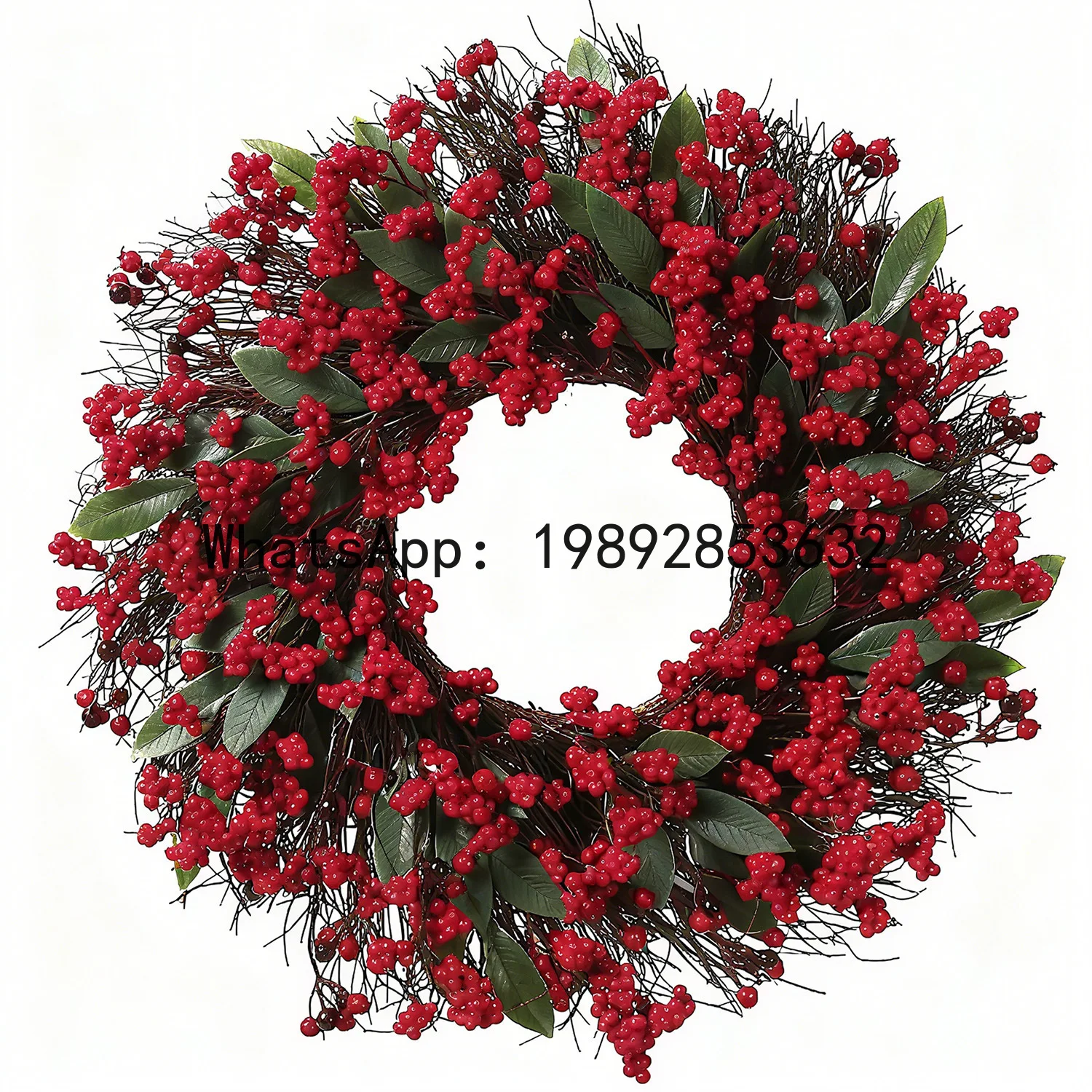 

Новый рождественский искусственный венок из зелени и красных ягод для дома и двери -- 2 шт.