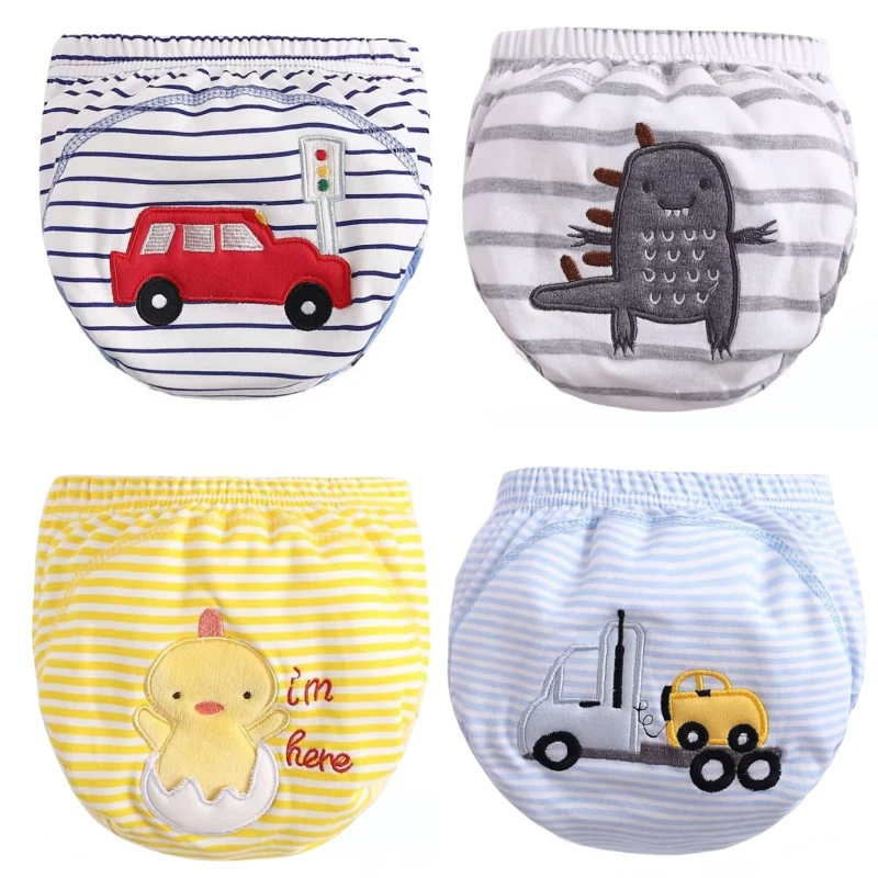 4pc/Lot 3Layers Cotton Baby Nappies Diapers Reusable Training Pants Waterproof Washable