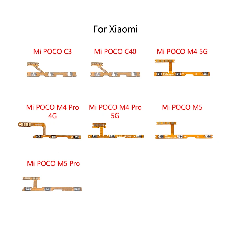 

Power Button Switch Volume Mute Button On / Off Flex Cable For Xiaomi Mi POCO C3 C40 M4 Pro 5G 4G M5 M5S Pocophone