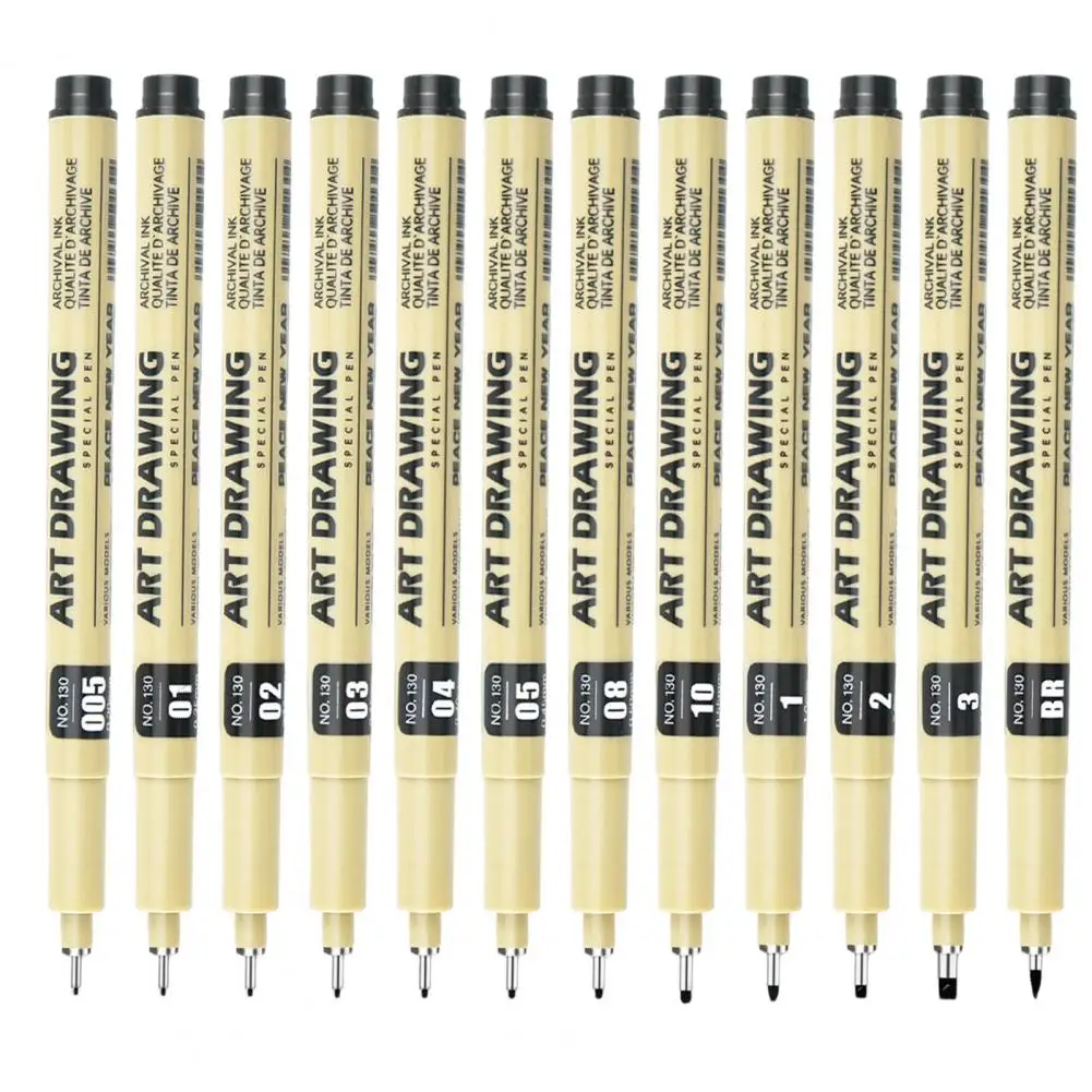Needle Pen Waterproof Fineliner Set 12 Different Line Widths for Artists Illustration Sketching Different Sizes Pen