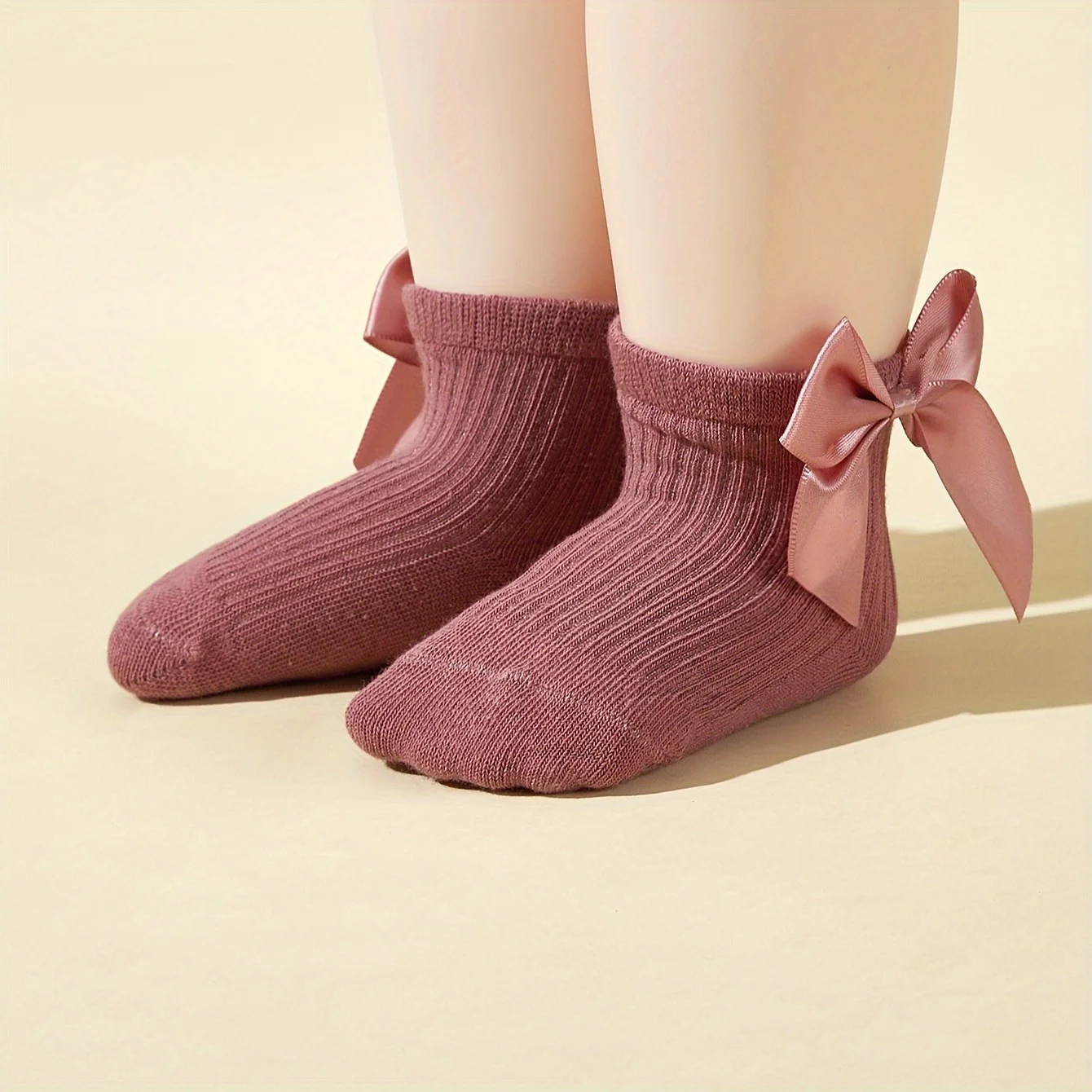 Baby Bow Middle Socks Spring and Autumn Girls Striped Short Socks Suitable for 0-6 Months, 6-12 Months