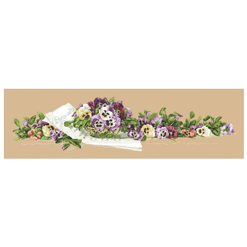 Pansy waltz cross stitch kit cotton thread 18ct 14ct 11ct linen flaxen canvas stitching embroidery DIY