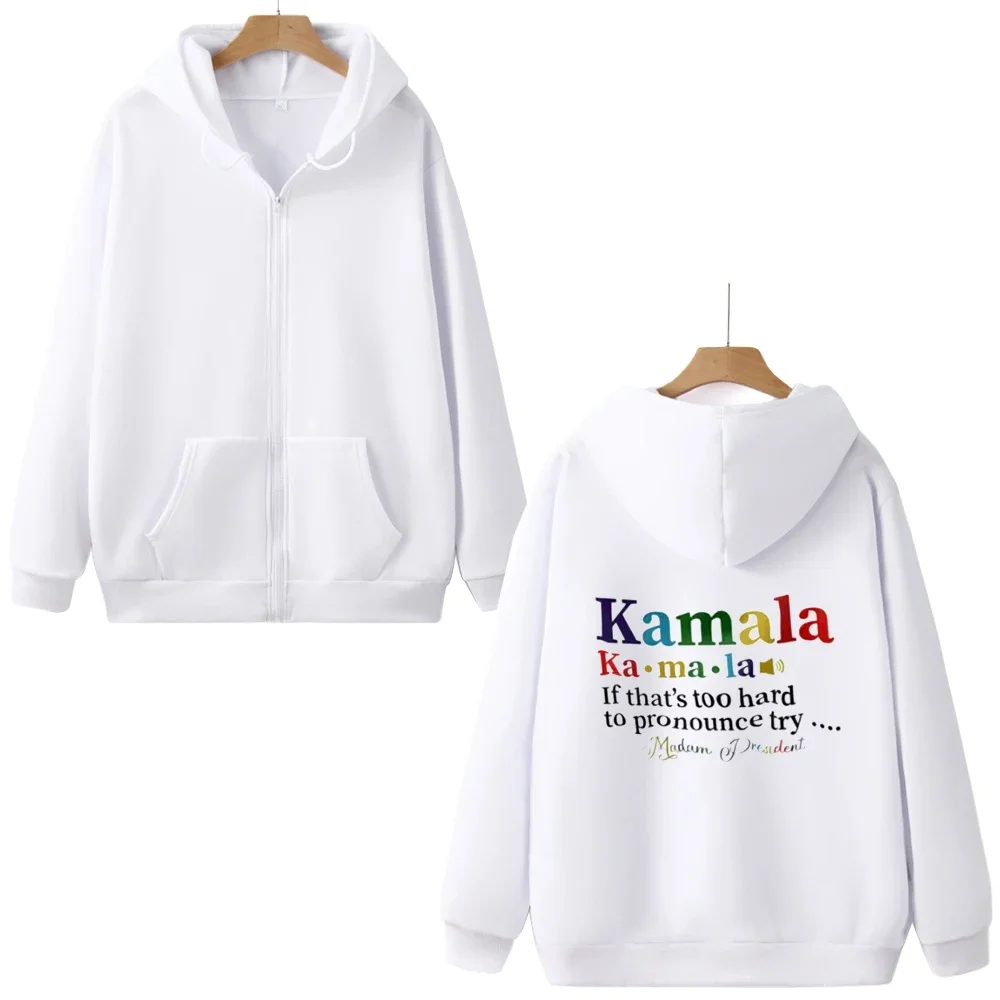 Kamala If That's Too Hard To Pronounce Try USA Zip Sweatshirts Text Printed Hoodies Suitable For Autumn And Winter