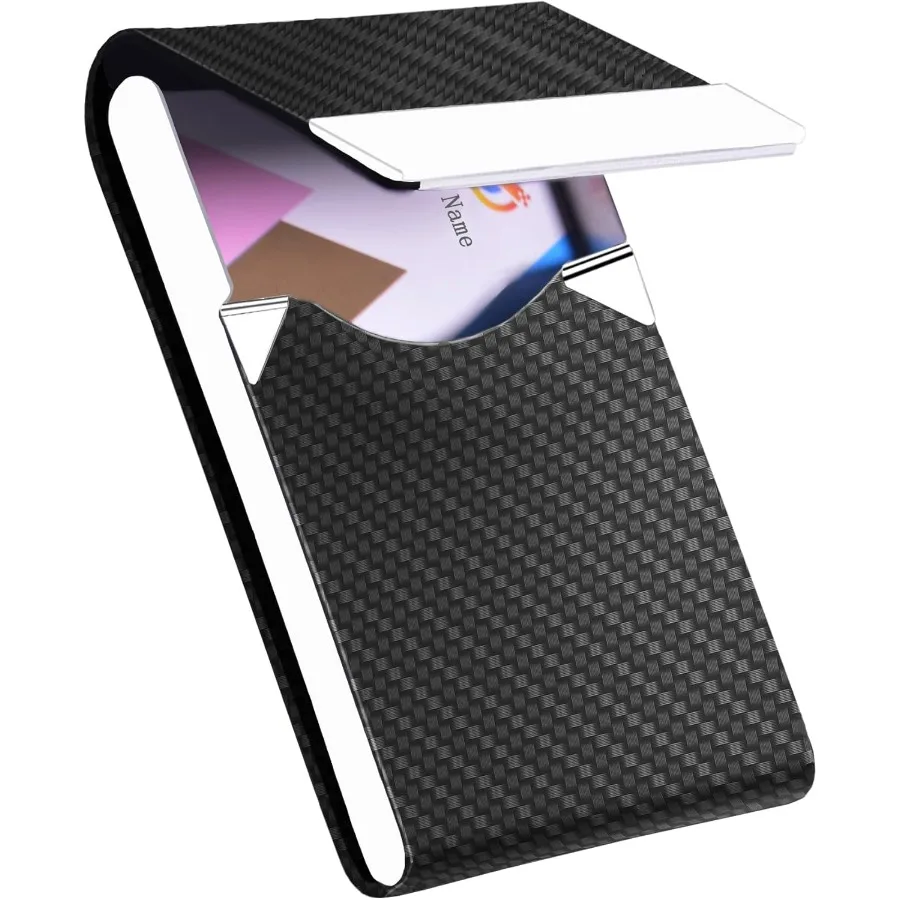 حامل بطاقات العمل مع حافظة بطاقات ذات تصميم نحيف للغاية مع وعاء بدلة من جلد البولي يوريثان الفاخر وحامل بطاقات معدني للنساء والرجال Pr #1