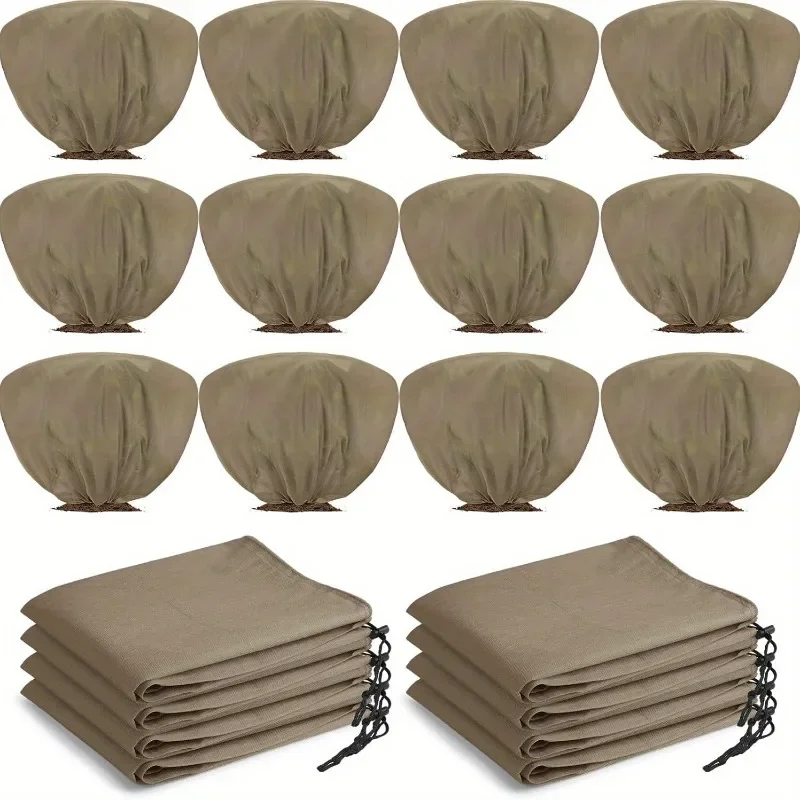 12pcs Winter Plant Covers Frost Protection Bags for Shrubs Trees and Roses 100x60cm with Drawstring Autumn Winter Outdoor Garden