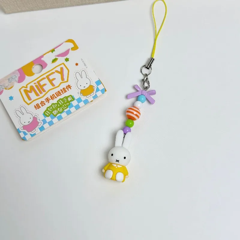 Hot Cartoon Miffy Series Creativity Backpack Keychain Cute Artistic Retro Exquisite Bowknot Rabbit Pendant Gifts
