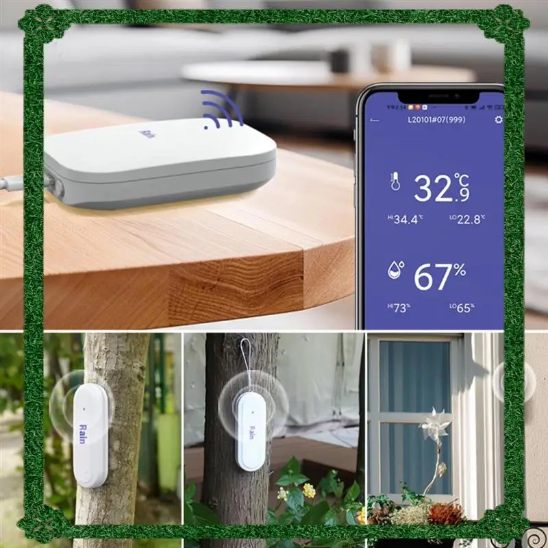 

24-часовая доставка IP54 Водонепроницаемый мини Wi-Fi умный датчик температуры и влажности Крытый уличный термометр Гигрометр APP Remote Co
