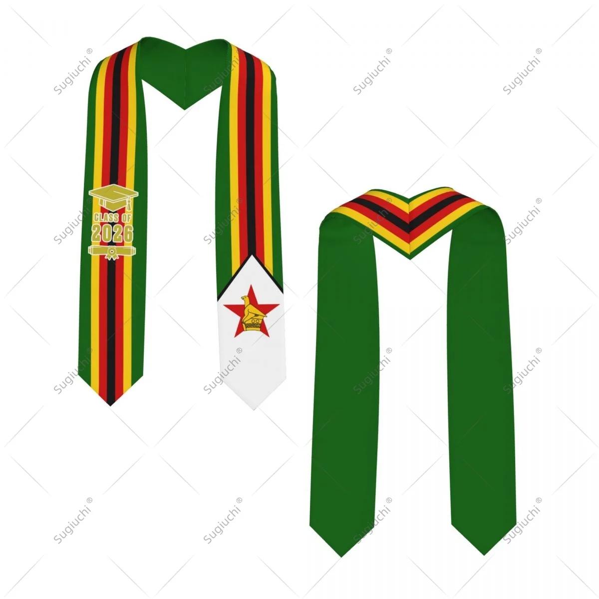 

Zimbabwe Flag Class Of 2026 Graduation Stole Sash Scarf For International Students Proud Ceremony Adult Unisex