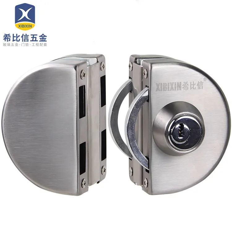 Stainless Steel Glass Door Lock U-Lock Double Opening Office Glass Lock Push-Pull Single Double Door