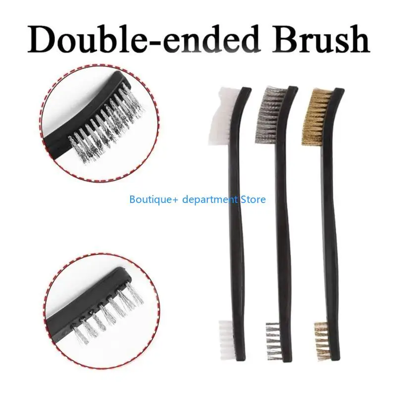 E1PD Wire Brush Set, Metal Rust Remover Brushes Handy Steel/Nylon/Brass Brush Set