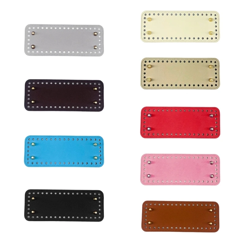 E74B PU Leather Bag Bottom Shaper Handmade Rectangle Bag Bottom Pad for Knitting Bag