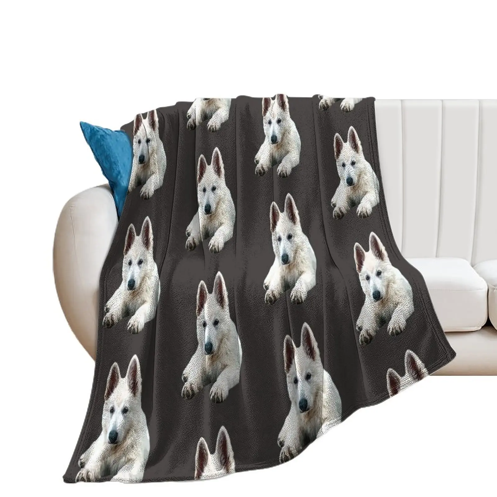 

White Swiss Shepherd Puppy Dog Cute Throw Blanket Stuffeds Sofa Quilt Blankets